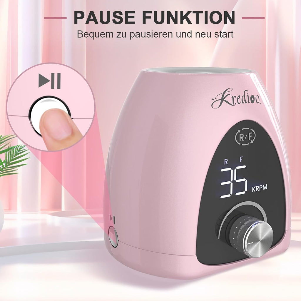 Nagelfräser Für Gelnägel 35000 U/Min Elektrische Nagelfräser 6 in 1 Maniküre Set Elektrisch Stufenlose Geschwindigkeit Mit LED Dislay Für Nagelhaut Shellac Acrylgel, Sicher Für Anfänger Profi