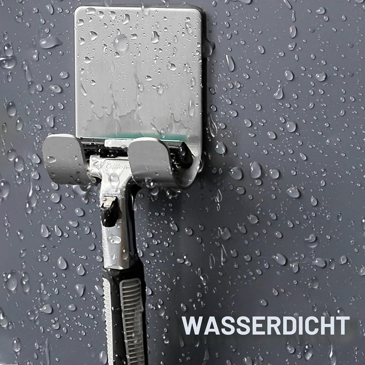 2 Stück Rasierer Halterung Dusche, Haken Selbstklebend Rasierhalter Dusche Edelstahl Klebehaken, Handtuchhaken Ohne Bohren, Badezimmer Haken Wandhaken Silber
