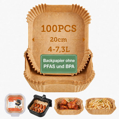 Cosori Airfryer Backpapier Ohne PFAS Und BPA, 100 Stück, 4-7,6L
