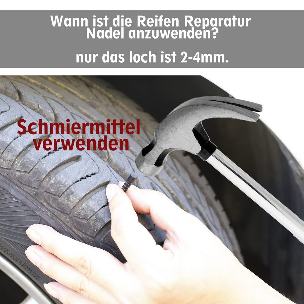 Reifen Reparaturset, 100 TLG. Autoreifen Mit Reifendruckmesser, Handschuhe Und 35 Zubehör, Flickset Für Autos, Fahrräder, Motorrad, Traktor, Lastwagen