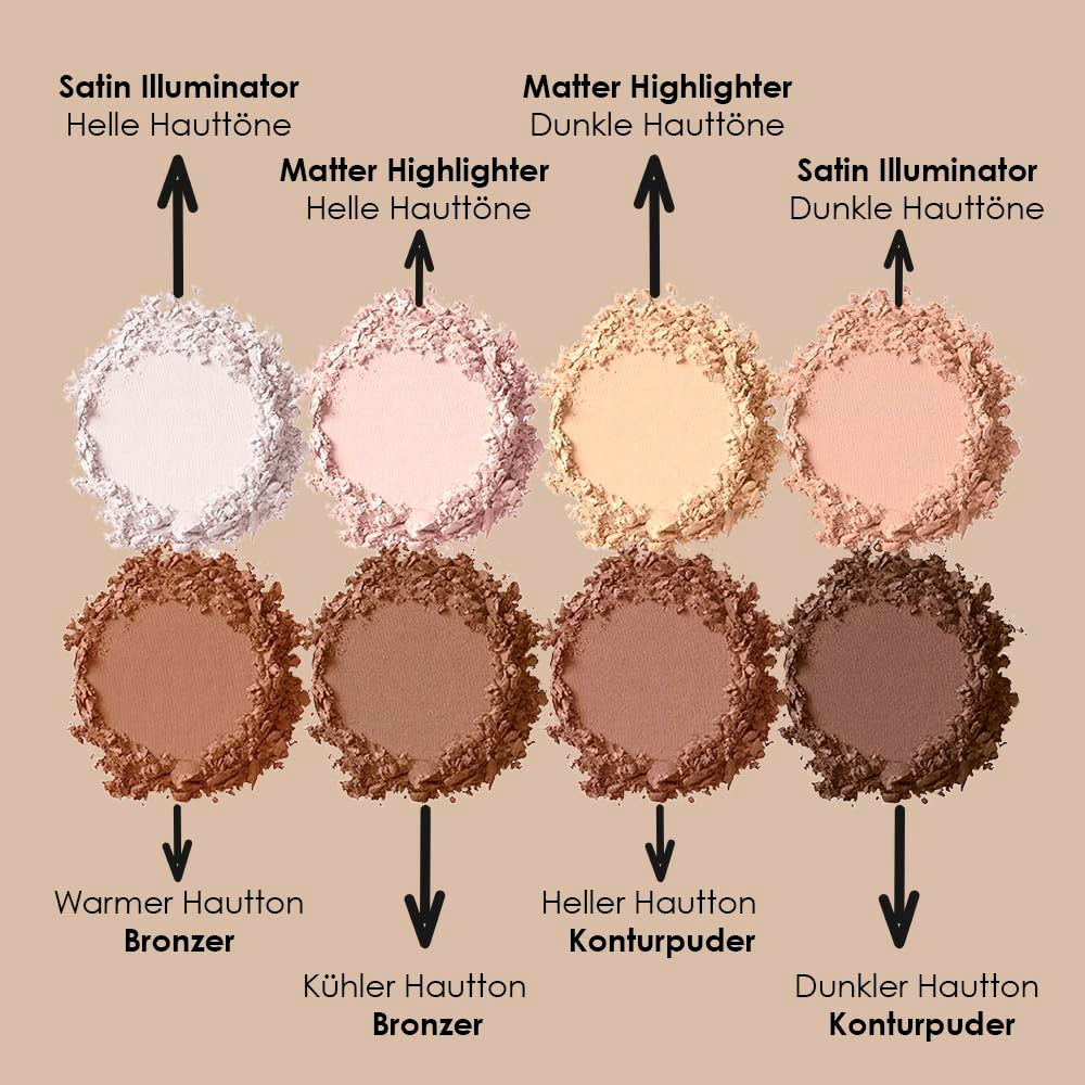 NYX Professional Makeup Highlight & Contour Pro Palette, Puder Konturen Kit, 8 Verblendbare Matte Und Perlmutttöne