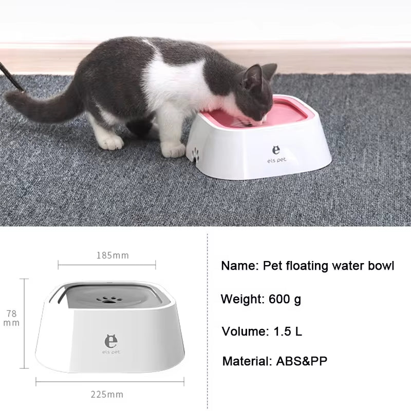 Floating Non-Spill Dog and Cat Water Bowl with Anti-Over Design