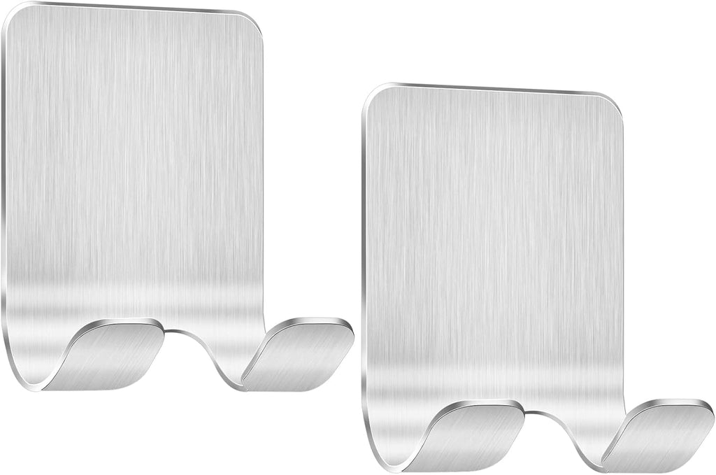 2 Stück Rasierer Halterung Dusche, Haken Selbstklebend Rasierhalter Dusche Edelstahl Klebehaken, Handtuchhaken Ohne Bohren, Badezimmer Haken Wandhaken Silber