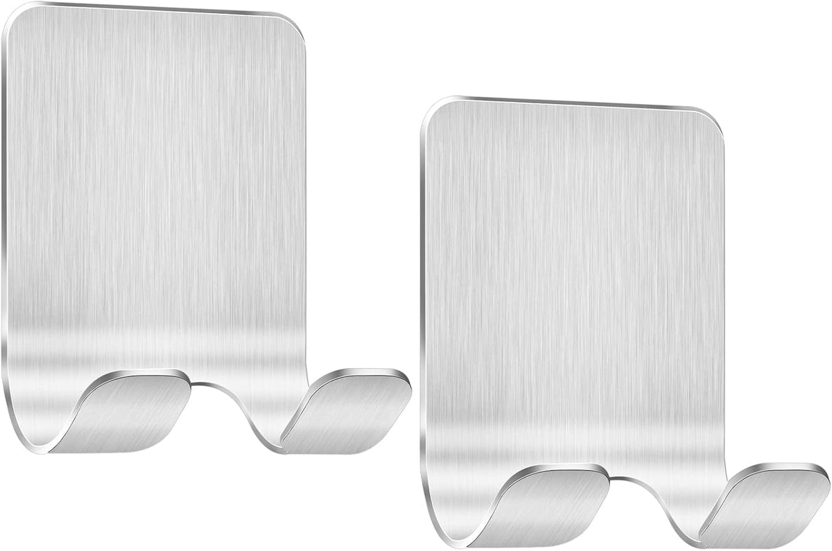 2 Stück Rasierer Halterung Dusche, Haken Selbstklebend Rasierhalter Dusche Edelstahl Klebehaken, Handtuchhaken Ohne Bohren, Badezimmer Haken Wandhaken Silber
