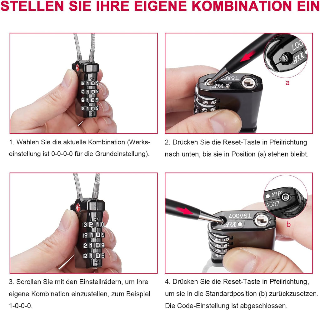 ZHEGE TSA Gepäckschloss, TSA Zahlenschloss Vorhängeschloss (2, Schwarz)