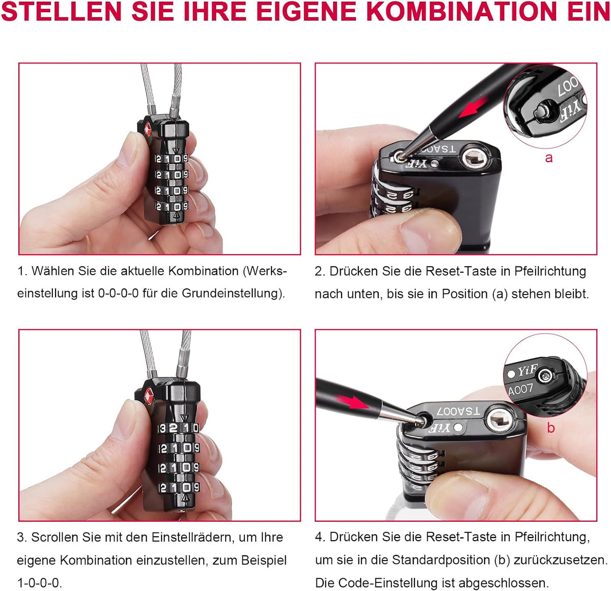 ZHEGE TSA Gepäckschloss, TSA Zahlenschloss Vorhängeschloss (2, Schwarz)