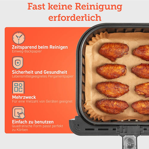 Cosori Airfryer Backpapier Ohne PFAS Und BPA, 100 Stück, 4-7,6L