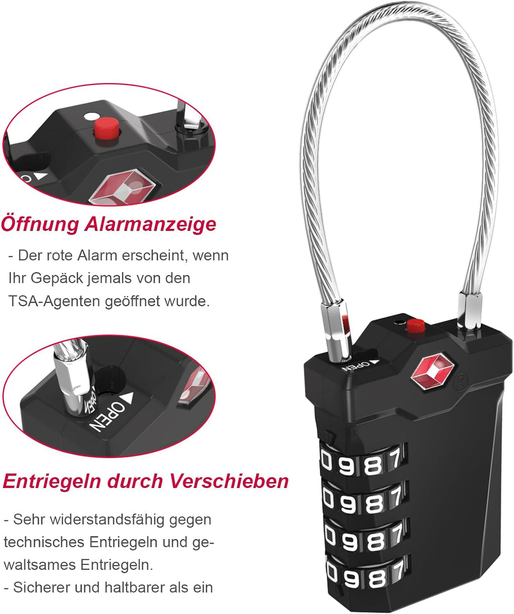 ZHEGE TSA Gepäckschloss, TSA Zahlenschloss Vorhängeschloss (2, Schwarz)
