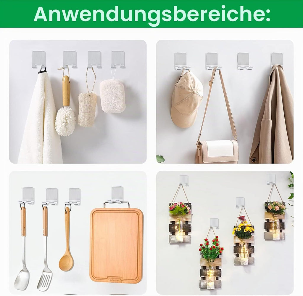 2 Stück Rasierer Halterung Dusche, Haken Selbstklebend Rasierhalter Dusche Edelstahl Klebehaken, Handtuchhaken Ohne Bohren, Badezimmer Haken Wandhaken Silber