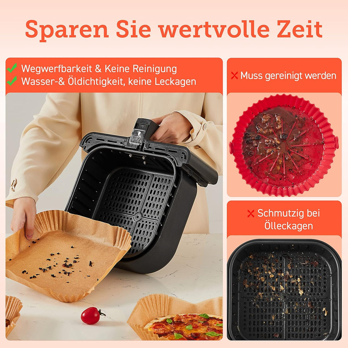 Cosori Airfryer Backpapier Ohne PFAS Und BPA, 100 Stück, 4-7,6L