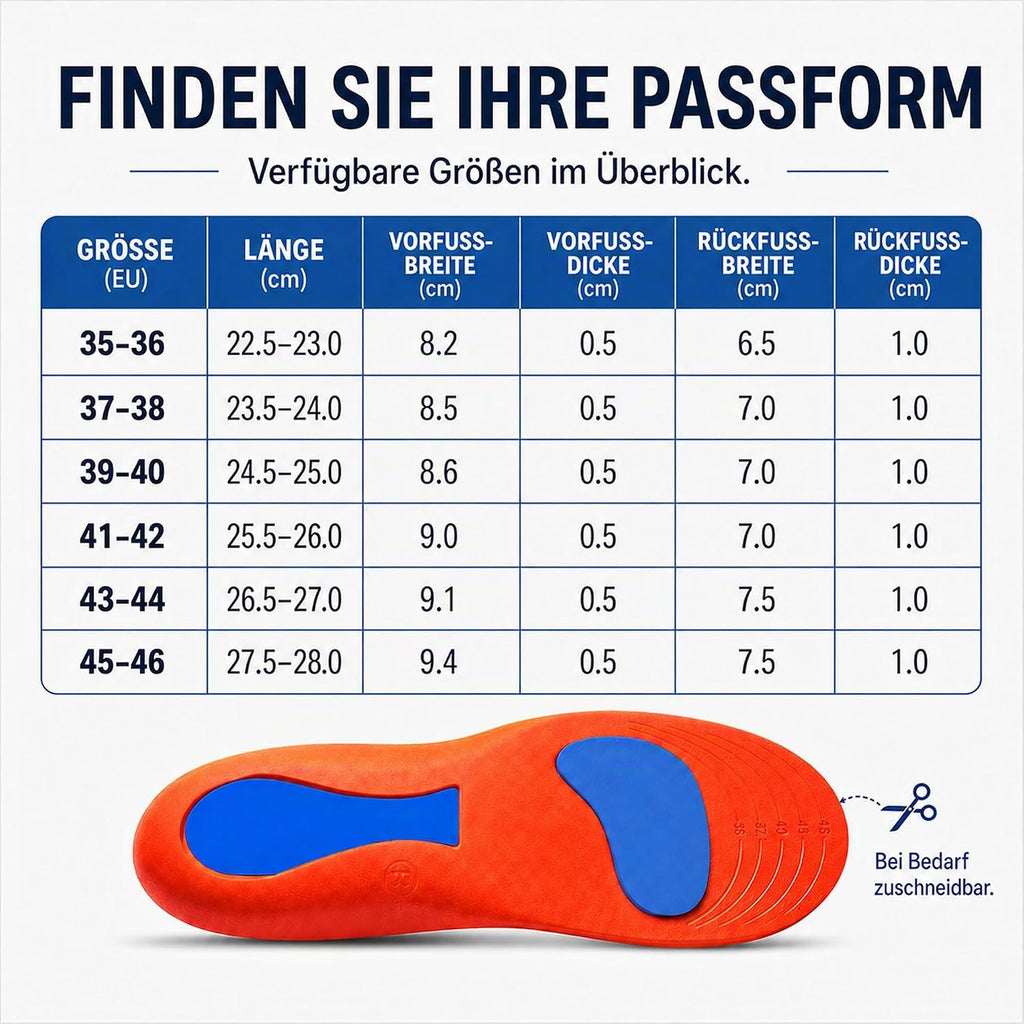 Komfort-Einlegesohlen mit Fußgewölbestütze