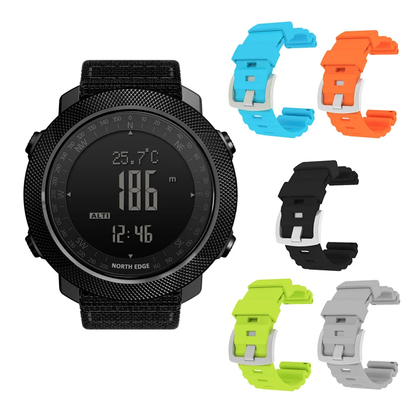 NORTH EDGE Herren Sport Digitaluhr Stunden Laufen Schwimmen Militär Armee Uhren Höhenmesser Barometer Kompass Wasserdicht 50m
