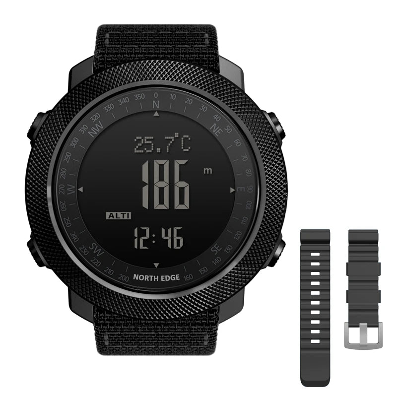 NORTH EDGE Herren Sport Digitaluhr Stunden Laufen Schwimmen Militär Armee Uhren Höhenmesser Barometer Kompass Wasserdicht 50m
