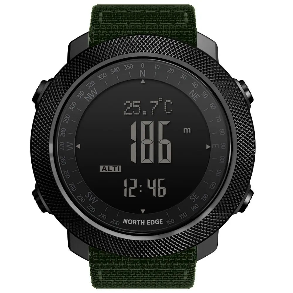 NORTH EDGE Herren Sport Digitaluhr Stunden Laufen Schwimmen Militär Armee Uhren Höhenmesser Barometer Kompass Wasserdicht 50m