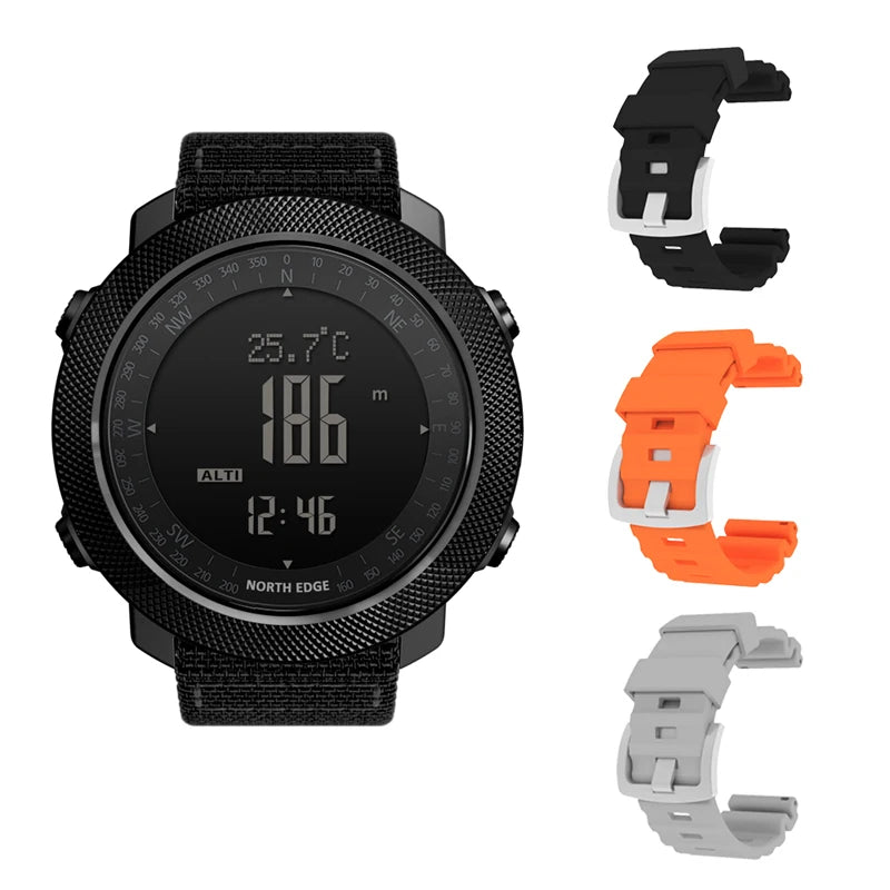NORTH EDGE Herren Sport Digitaluhr Stunden Laufen Schwimmen Militär Armee Uhren Höhenmesser Barometer Kompass Wasserdicht 50m