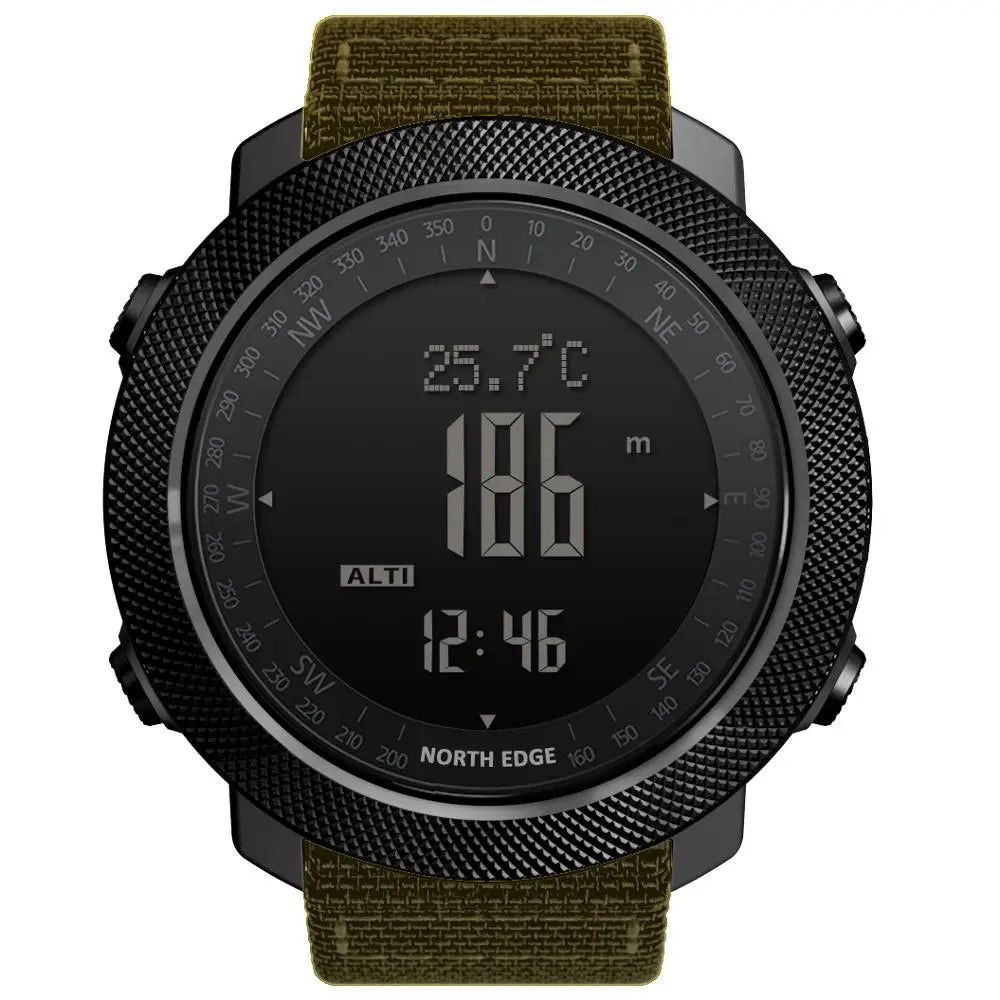 NORTH EDGE Herren Sport Digitaluhr Stunden Laufen Schwimmen Militär Armee Uhren Höhenmesser Barometer Kompass Wasserdicht 50m