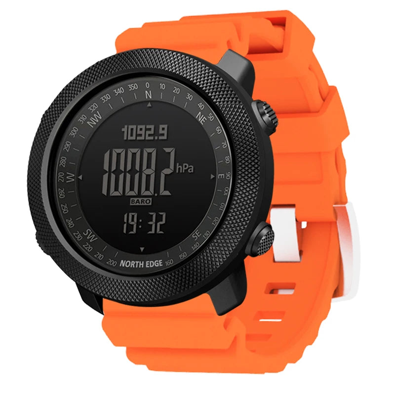 NORTH EDGE Herren Sport Digitaluhr Stunden Laufen Schwimmen Militär Armee Uhren Höhenmesser Barometer Kompass Wasserdicht 50m