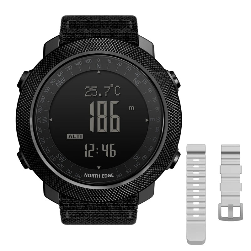 NORTH EDGE Herren Sport Digitaluhr Stunden Laufen Schwimmen Militär Armee Uhren Höhenmesser Barometer Kompass Wasserdicht 50m