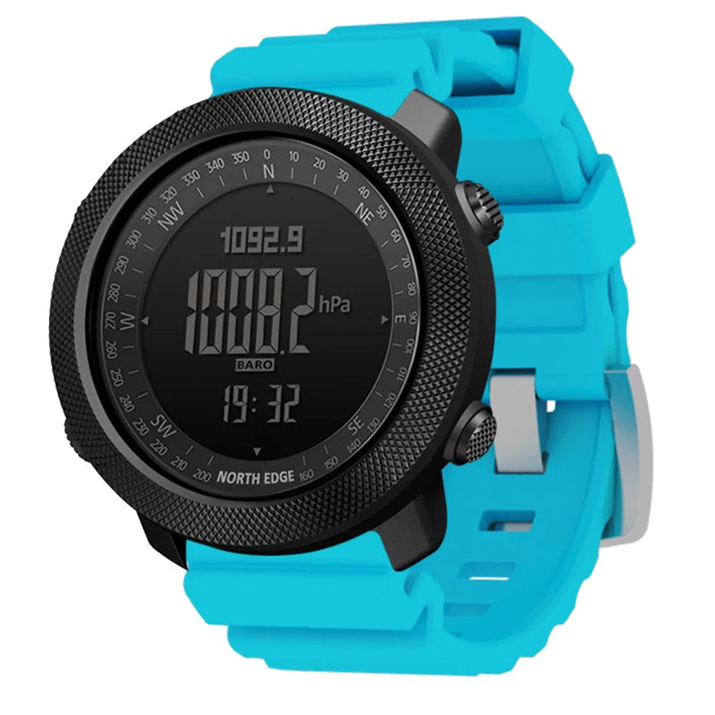 NORTH EDGE Herren Sport Digitaluhr Stunden Laufen Schwimmen Militär Armee Uhren Höhenmesser Barometer Kompass Wasserdicht 50m