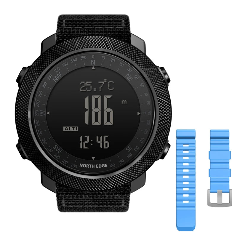 NORTH EDGE Herren Sport Digitaluhr Stunden Laufen Schwimmen Militär Armee Uhren Höhenmesser Barometer Kompass Wasserdicht 50m