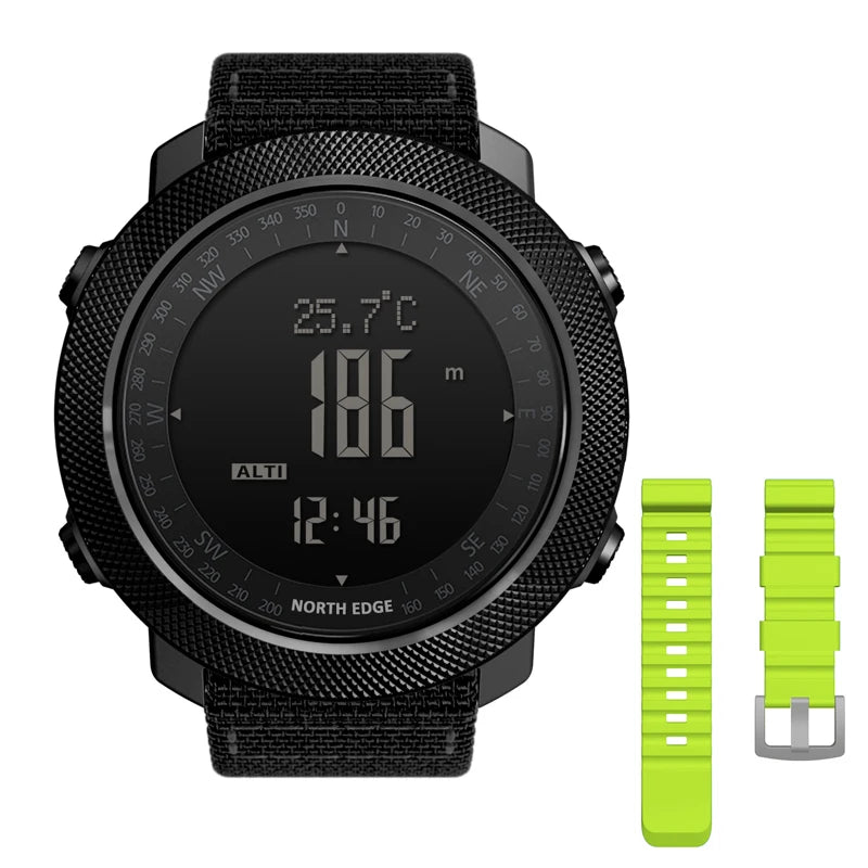 NORTH EDGE Herren Sport Digitaluhr Stunden Laufen Schwimmen Militär Armee Uhren Höhenmesser Barometer Kompass Wasserdicht 50m