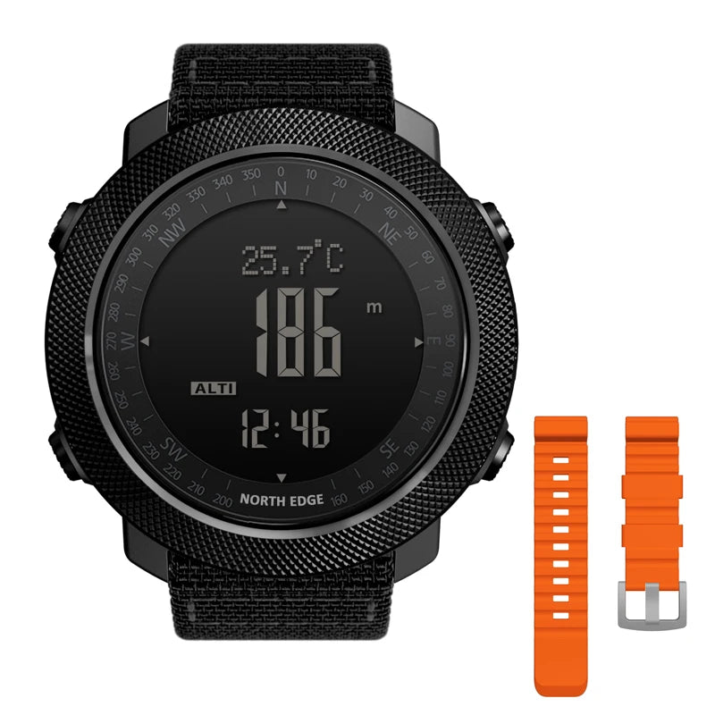 NORTH EDGE Herren Sport Digitaluhr Stunden Laufen Schwimmen Militär Armee Uhren Höhenmesser Barometer Kompass Wasserdicht 50m
