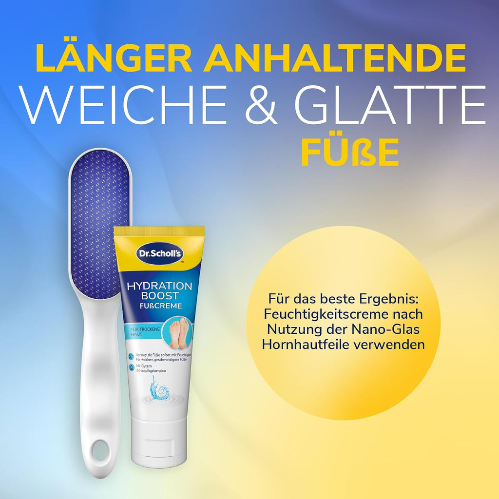 Scholl Nano Glas Fussfeile Und Hornhautentferner - Komfortable, Sanfte Entfernung Von Harter Haut Und Hornhaut