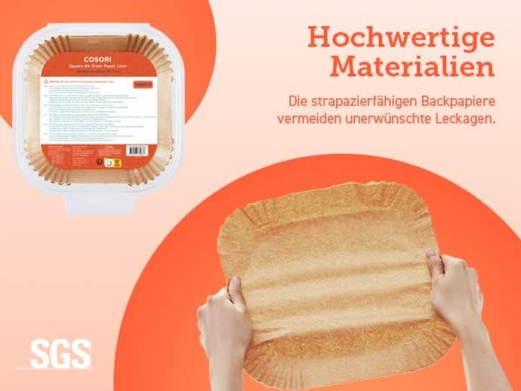 Cosori Airfryer Backpapier Ohne PFAS Und BPA, 100 Stück, 4-7,6L